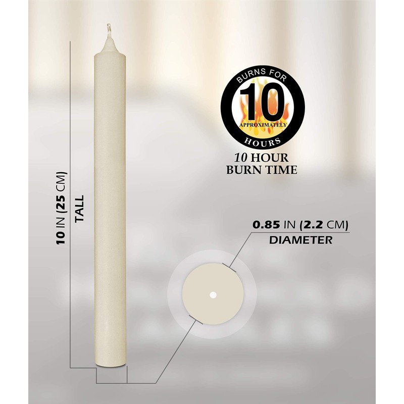 Hyoola 10 Inch Dinner Candles - 12 Pack - Wool