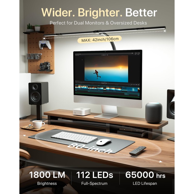 ONEMIX 42" LED Desk Lamp with Clamp, Architect Desk Light