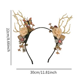 F Fityle Light up Antlers Flowers Headband Luminous Head Band for Roles Play Wedding Prop