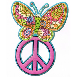 Main Street Wall Creations 6 Stickers - Peace Signs Butterfly Frog Turtle