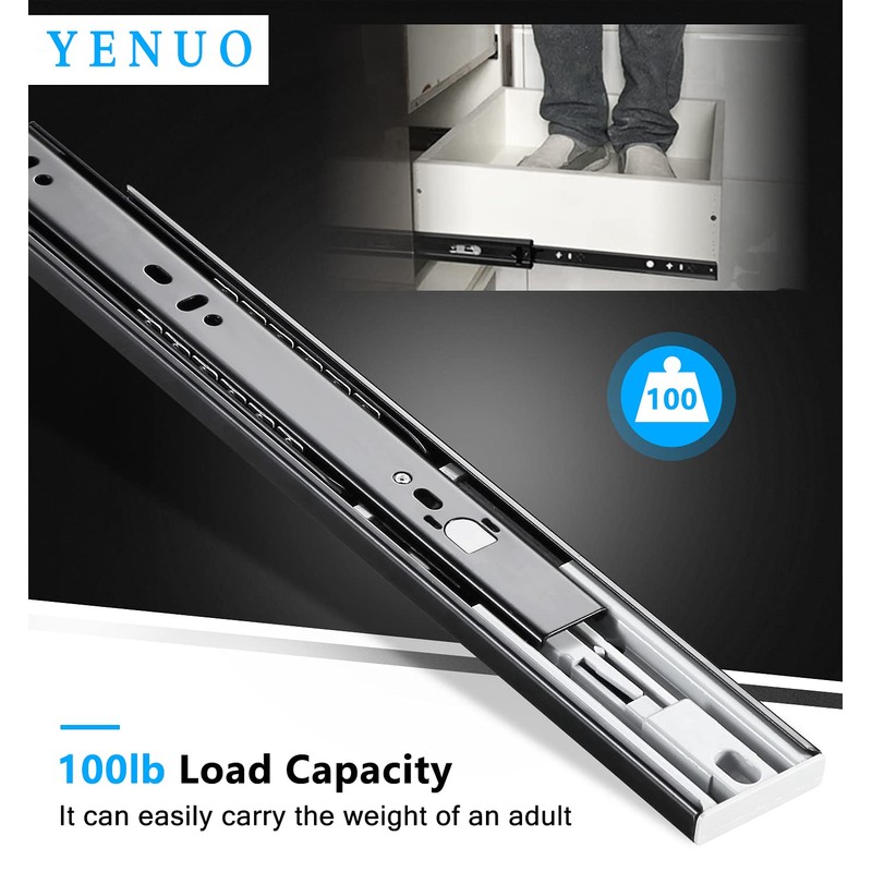 YENUO Push to Open Drawer Slides Full Extension Rail 12