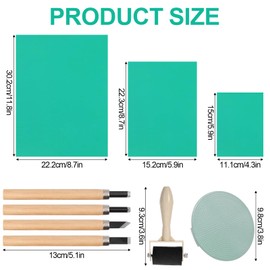 FORYNXHWIN Linoleum Plates Lino Print Set of 9, Rubber Stamp Carving Blocks A4/A5/A6, Soft Rubber Lino Printing Plate, Flat Surface Linocut Set for Print Graphics, Crafts, DIY