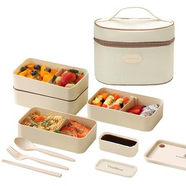 LANSKYWARE 3 Layer Japanese Lunch Box with Chopsticks, Microwave Safe Bento Lunch Box with Bag and Utensils, Leakproof Stackable BPA-Free Lunch Containers for Adults