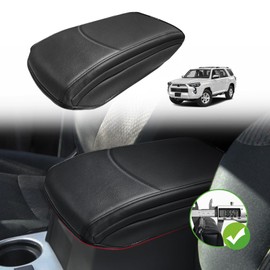 Muslogy Center Console Armrest Cover Compatible with Toyota 4Runner 2010-2024 Comfort Armrest Pad Arm Rest Cushion Vegan Leather Protector 1-Inch Extra Thick