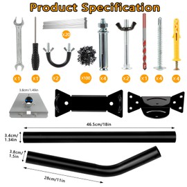 Adjustable Starlink Gen 3 Mount with Gen 3 Pipe Adapter for Starlink, Starlink Pole Gen3 Long Wall Mounting Kit for Roof Outdoor Gen 3/V3 Starlink Internet Kit Satellite Move