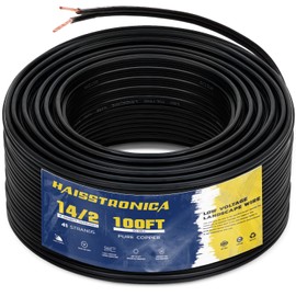 haisstronica 16/2 Low Voltage Landscape Wire 100ft - Copper Direct Burial Waterproof Cable for Landscape Lighting, Outoor Pathway Lights & Garden LED,UL Listed,UV Resistant