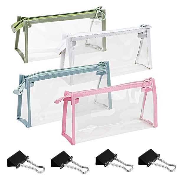QYINXIU 4 Pcs Zipper Pencil Pouch, PVC Clear pencil case,