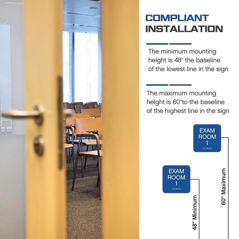 Yaocom Exam Room Sign Numbers 1-5 with Braille and Tactile