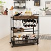 Giantex Rolling Bar Cart, 3-Tier Industrial Buffet Serving Cart with