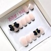Black Ribbon Luxury Handmade Nail Tips - Oval / 블랙