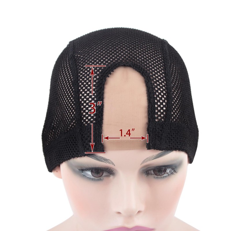 2 Pcs 1.4X3 Inch U Part Wig Cap for Making
