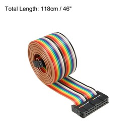 Rebower Flat Ribbon Cable IDC Wire Flexible Rainbow Stranded with F/F Connector B Type, [for 3D Printer, Monitor, Consoles, Displayed Projects] - 46" 20 Pins/Colorful / 1 Pcs