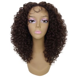 LUXLUXE Precious Curly Curly 17 in Long Lace Front Wig, Heat Resistant Fibers, Multiple Shades of Natural, Dip Dyed, & Blended Colors