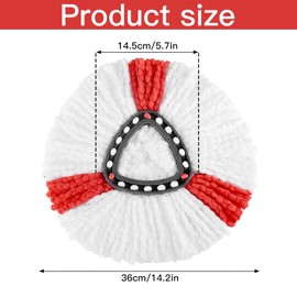 Cisixin 2 Pcs Mop Heads, Spin Mop Replacement, Microfibre Triangle Swivel Mops, Compatible with Vileda, Machine Washable(White + Red)