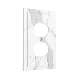 LWDZLHD White Marble Outlet Covers Decorative Light Switch Cover Wall Plate Electrical Faceplate for Bathroom Bedroom Kitchen 5" x 3"