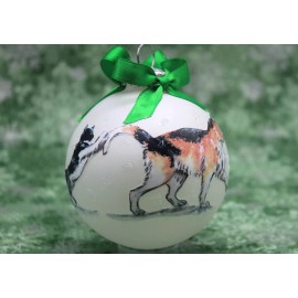 C033 Hand-made Christmas Ornament cat kitten - calico momma leading playful baby