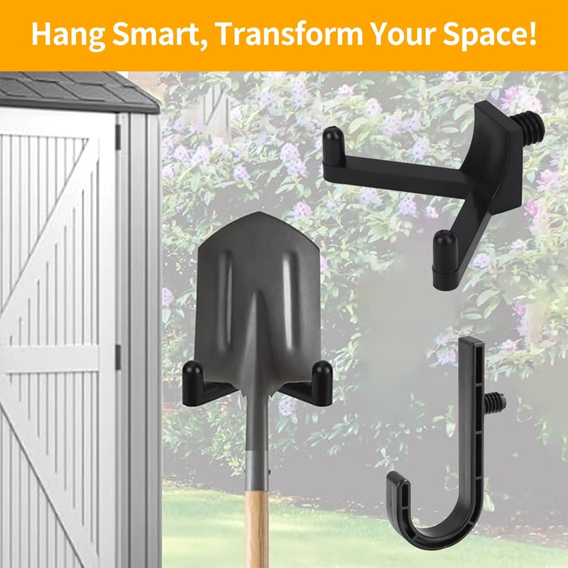 WIN&YING 6 Pack Storage Shed Hooks for Suncast, Black Single-Head
