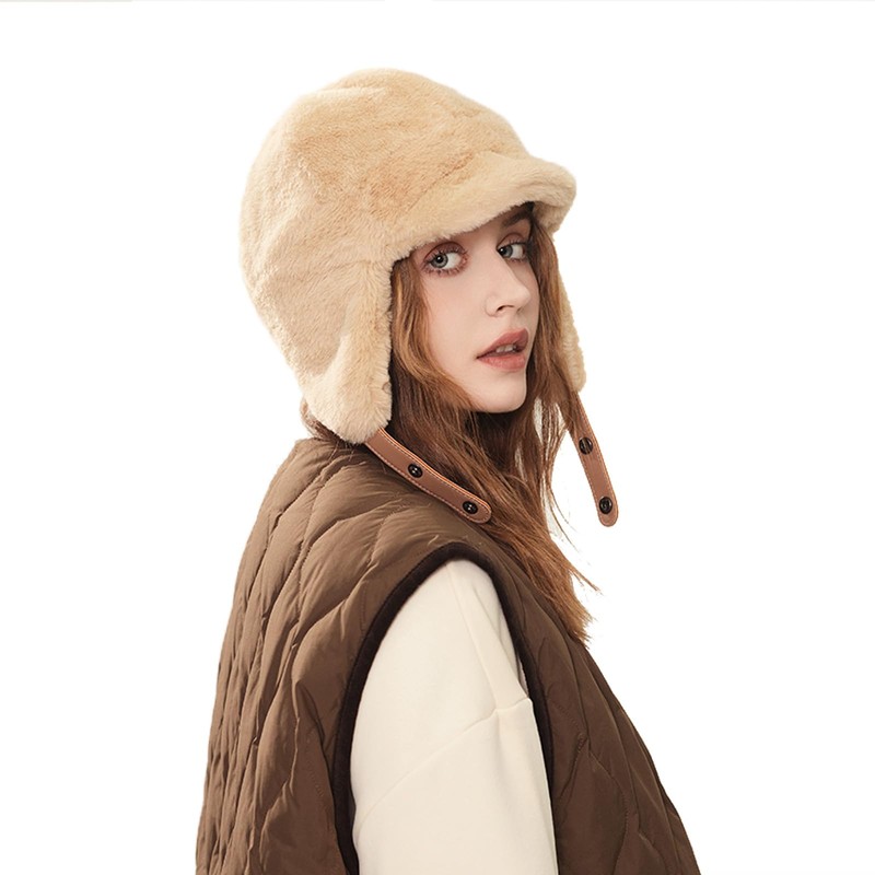 Clakllie Ushanka Trapper Cap with Earflaps Russian Hat for Women