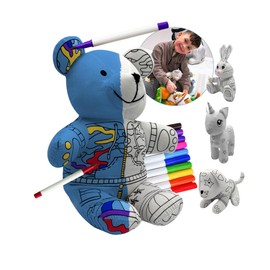 Mumore Montessori Toy from 3 Years Cuddly Toy for Colouring, Stuffed Toy with 10 Washable Felt Tip Pens, Promotes Creativity and Motor Skills [Reusable & Washable] Gift Girl Boy Teddy