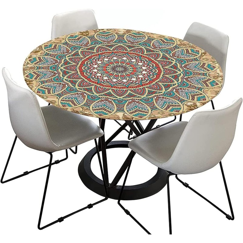 FANSU Round Tablecloth 70cm, Waterproof Round Table Cover Mandala Wipe