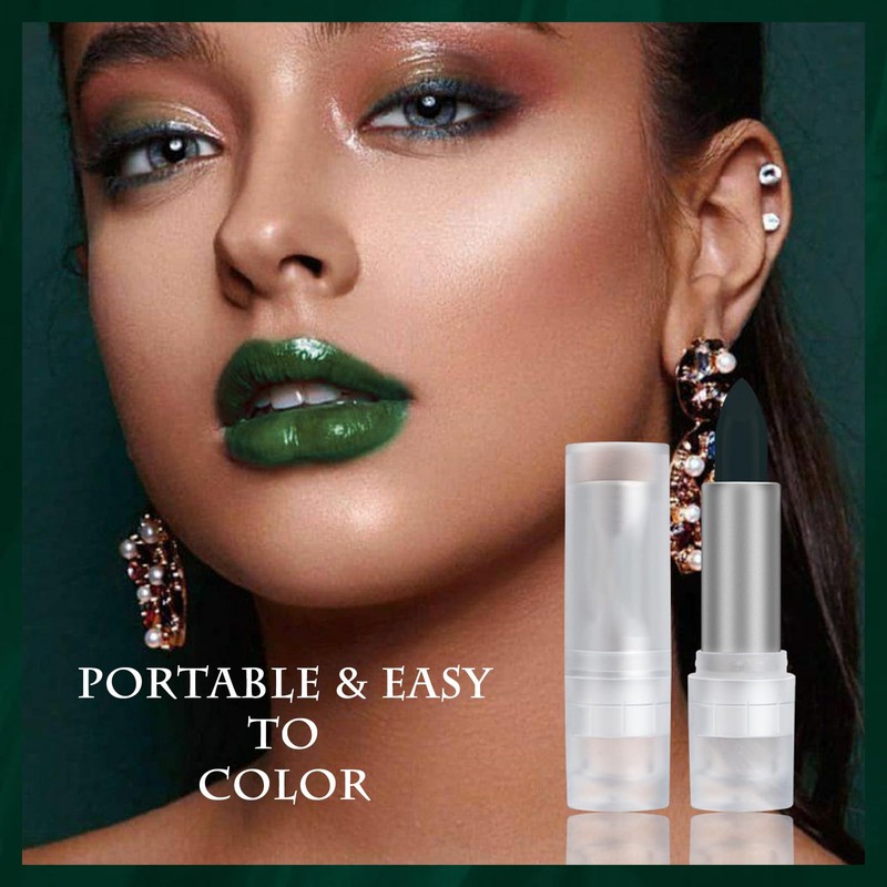 MINSHZEE Green Stain Lipstick, Green Matte Lipstick for Cosplay, St.