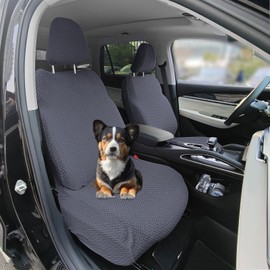 WTHAVEN 2 PCS Car Front Seat Cover Car Seat Cover with Storage Pocket Dust Proof Washable Split Automotive Seat Cover Protector for Truck, Van and SUV Accessories (Metallic Gray)