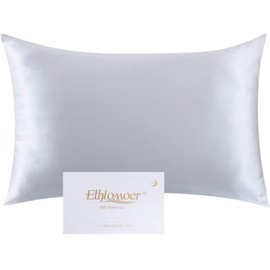 Ethlomoer 1 x 100% Natural Pure Silk Pillow Case for Hair and Skin 19 Momme Double Sided 600 Thread Count Hidden Zipper Design
