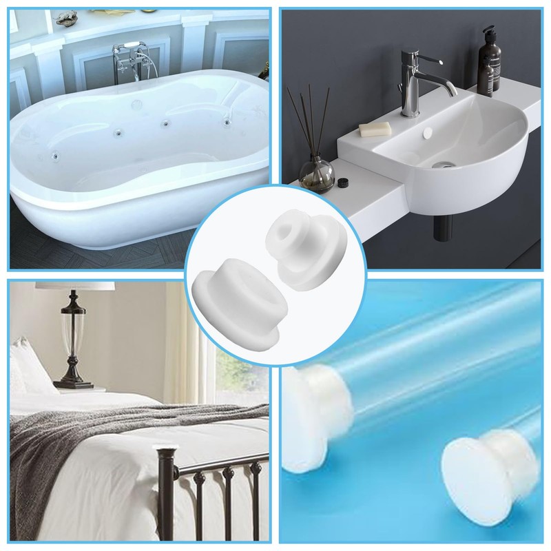 24 PCS Bathtub Jet Covers Silicone Hole Plug White Tube