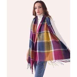 Missshorthair Plaid Scarfs for Women Winter Tartan big scarf,Blanket oversized scarves for women,Warm Shawl Wraps Winter Gif Colored Plaid