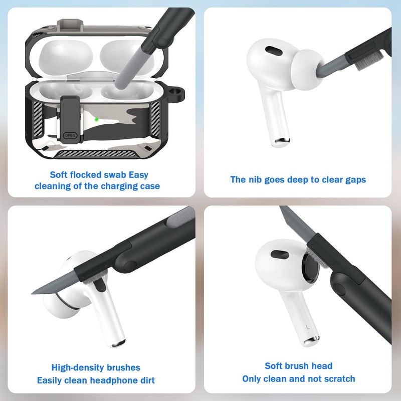 RFUNGUANGO AirPods Pro 2nd case protective case with cleaning kit,