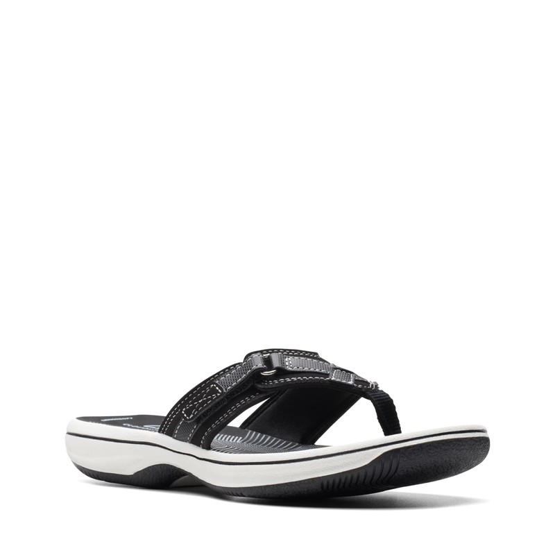 Clarks Clarks womens Breeze Sea Flip Flop, Black Synthetic, 11