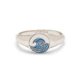 Pura Vida Silver-Plated Make Waves Stackable Signet Ring - Brass Base, Stylish Design - Size 7