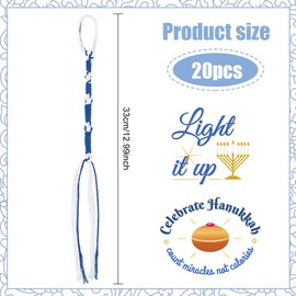 WEBEEDY Pack of 20 Tzitzits Tassel Prayer Scarf Accessories Tzitzits White with Blue Thread for Men Women Prayer Decoration