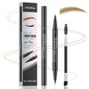 Eyebrow Pencil, Eyebrow Pen with Double-Brush Tip 2-in-1 Eyeliner Dual-Ended
