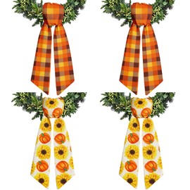 4 Pcs Fall Wreath Sash for Front Door for Garland Porch Home Decor