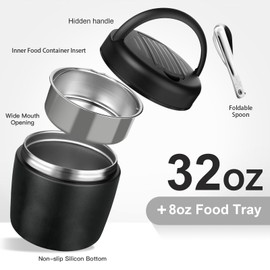 Godobo Thermo for Hot Food 32OZ Soup Thermo for Adults Vacuum Insulated Stainless Steel Food Jar Wide Mouth Leakproof Lunch Containers with Spoon for School Office