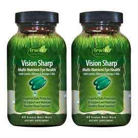 Irwin Naturals Vision Sharp Multi-Nutrient Eye Health - 42 Liquid Soft-Gels, Pack of 2 - With Lutein, Bilberry & Omega-3s - 42 Total Servings