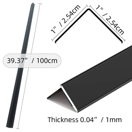 VNBQB 12 Pcs Aluminum Angle Corner Guards, 1" x 1" x 39.4" Metal Wall Corner Protector L-Shaped Molding Trim for Wall Door Frame Cabinet Protection Decoration, 2 mm Thickness, Black