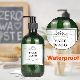 36 etiquetas impermeables impresas para botellas de champú y acondicionador, dispensador de jabón de baño, etiquetas adhesivas de organización, color blanco