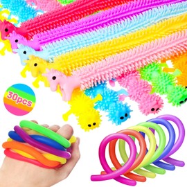 30 Piezas Juguetes de Cuerda elástica, 3 Estilos Juguete Sensorial para Aliviar el Estrés y Ansiedad, Recuerdos de Fiesta, Regalo para Navidad,Premios para Fiestas Infantiles,Cumpleaños (Multicolor)