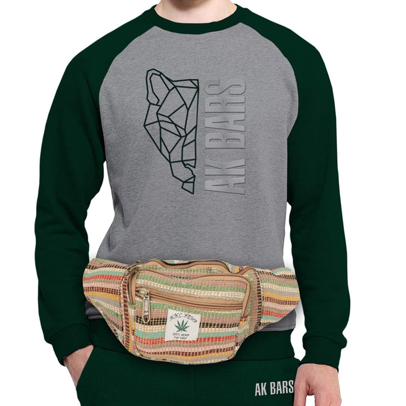 Hemp Fanny Pack,Adjustable Waist and Multiple Pockets,Waist Bag & for