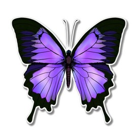 GT Graphics Purple Butterfly Beautiful - 3" Vinyl Sticker - for Car Laptop I-Pad Phone Helmet Hard Hat - Waterproof Decal