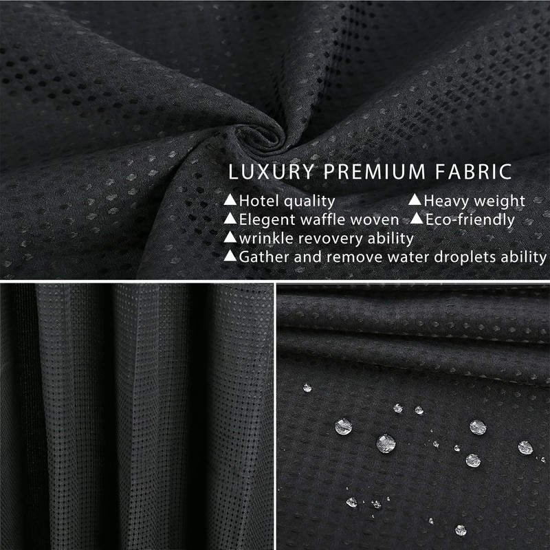 ROHSCE Hookless Shower Curtain Set with Snap-in Liner, 250GSM Waffle