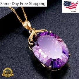 Fashion Silver Plated Amethyst Necklaces Gold Chain Pendants Women Lab-Created