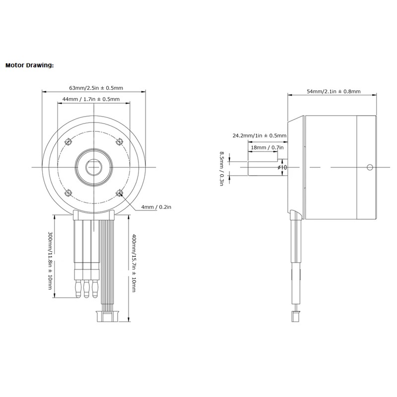 Brushless DC Motor for Electric Skateboarding DC36V 6354 140KV 2450W
