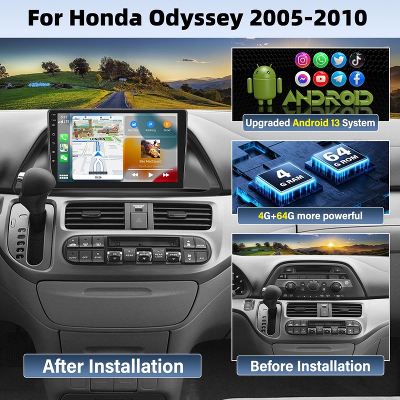 【DSP & 32-EQ】 4G+64G for Honda Odyssey 2005-2010 Android Car