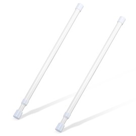 2 Pcs Small Tension Rod 16-28 inch Spring Rod, Tension Rod Spring Tension Rod, Small Tension Curtain Rod, Short Thin Tension Rod, Mini Tension Rods for Closet, Cabinets, Cupboard, Drawers, White