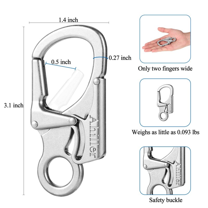 Ahiller Carabiner Keychain Clips, Durable Spring-Loaded Gate, Alloy D Ring