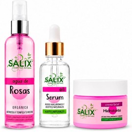 Salix Kit Hidratante Skincare con Crema Rosas Serum Oil y Agua de Rosas