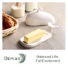 DOWAN Porcelain Butter Dish With Cutting Measuring Line, Large Whale